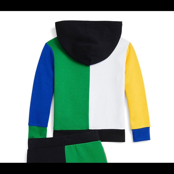 POLO RALPH LAUREN Colorblock Hoodie Fleece Sweatshirt Boys Girls Kids Size 6 - Picture 4 of 4
